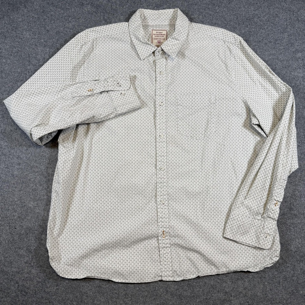 Fat Face Shirt Mens 2XL White Palm Tree Print Long Sleeve Button Up Tropical - Picture 2 of 7